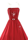 Vintage Nautical 1970s Red Cotton Sundress - New!