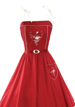 Vintage Nautical 1970s Red Cotton Sundress - New!