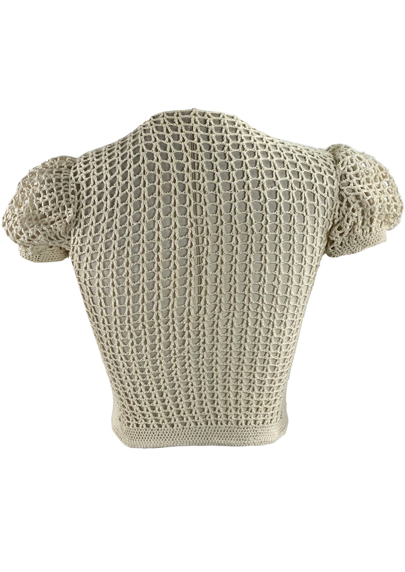 Vintage 1930s Cream Crochet Top Blouse - New!