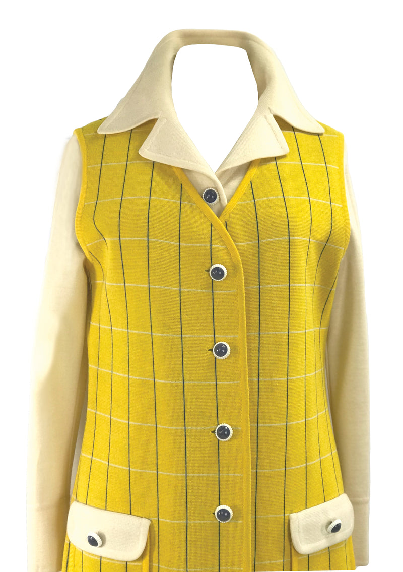 Vintage 1970s Golden Yellow and Cream Wool Ensemble - New!
