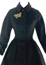 Sublime 1950s Lilli Ann Black Wool Princess Coat- New!