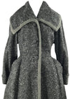 Vintage 1940s Charcoal Flecked Wool Princess Coat  New!