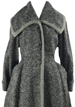 Vintage 1940s Charcoal Flecked Wool Princess Coat  New!