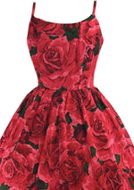 Vintage 1950s Red Roses Silk Dress - New! ( LAYBY)