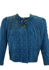 Vintage 1940s Quilted Blue Silk Velvet Jacket- New!