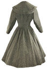 Dramatic 1950s Grey Flecked Wool Princess Coat- NEW!