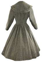 Dramatic 1950s Grey Flecked Wool Princess Coat- NEW!