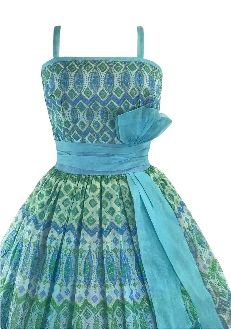 1950s Peacock Plaid Silk Organza Party Dress  - New!