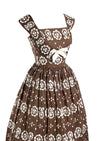 Vintage 1950s Brown and White Horrockses Designer Dress- New!
