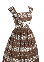 Vintage 1950s Brown and White Horrockses Designer Dress- New!