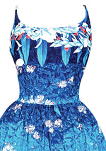 Late 1950s Blue Hawaiian Print Dress- New!