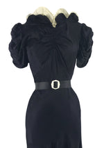 Vintage 1930s Navy Blue Silk Taffeta Gown- New!