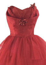 Vintage 1950s Red Tulle Cocktail Dress - New!