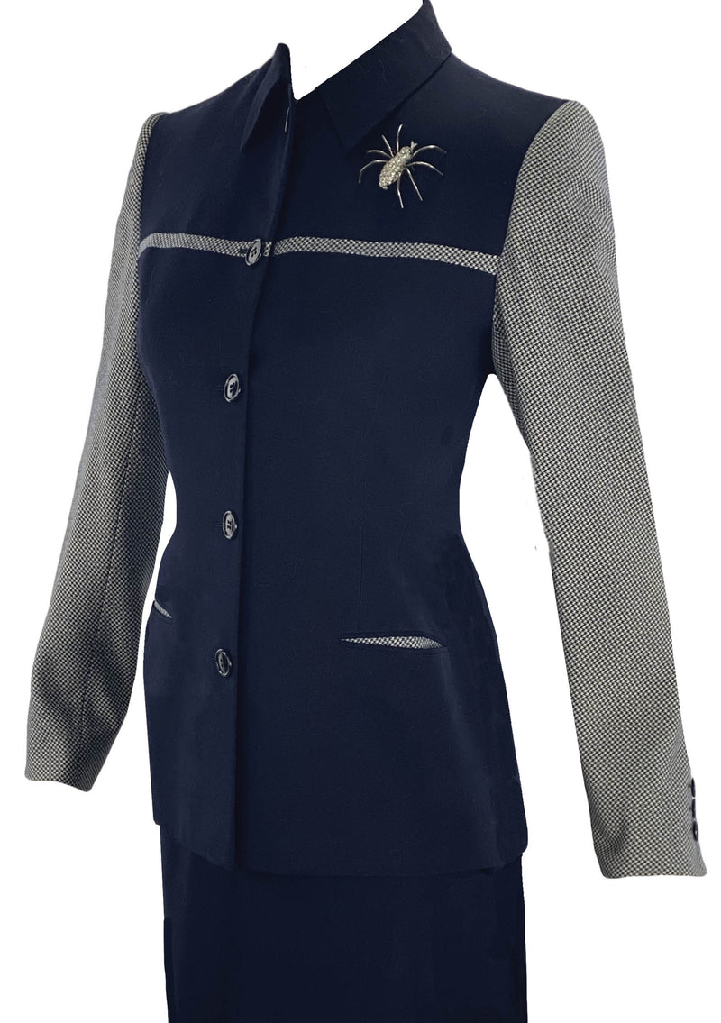 Rare 1940s Navy & Herringbone Lilli Ann Designer Suit- New! (SOLD)