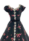 Vibrant 1950s Pink Oriental Poppies Cotton Dress- New!