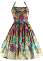 Late 1950s Floral Print Cotton Dress & Stole Ensemble - New!