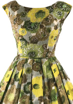 Vintage 1950s Green Floral Cotton Dress - New!