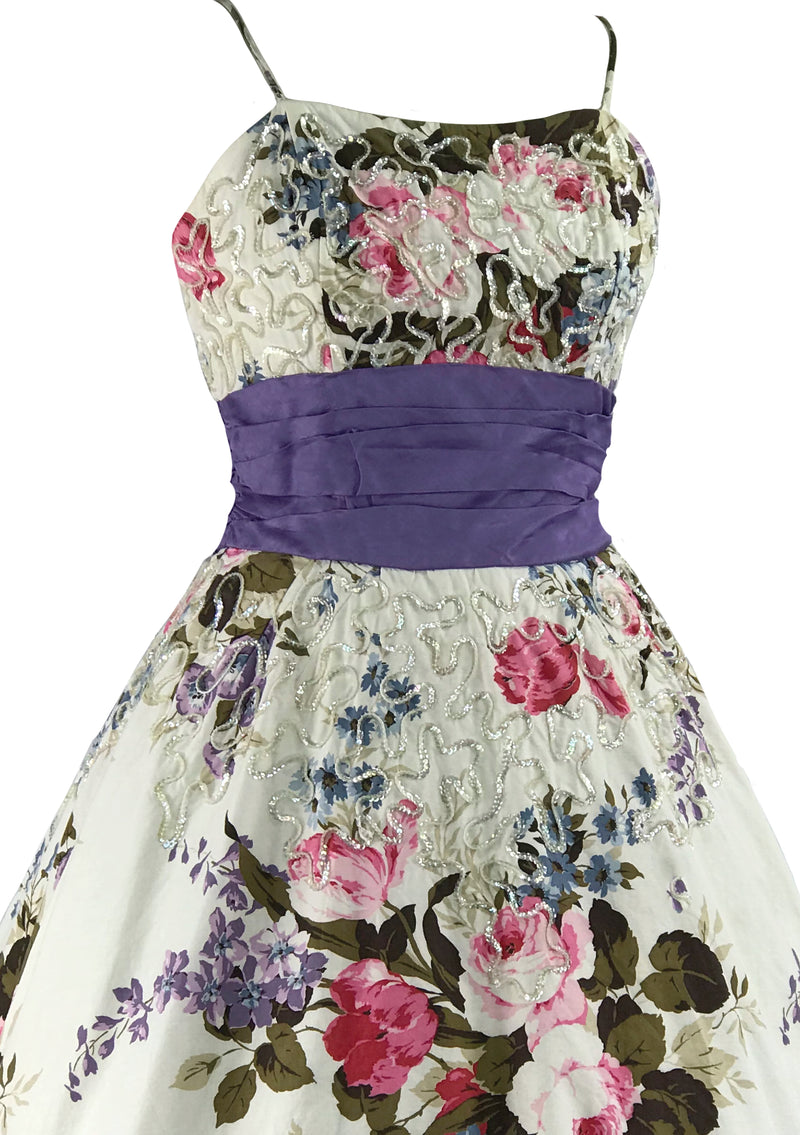 1950s Designer Floral Cocktail Dress- New!