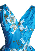 Late 1950s Blue Hawaiian Polished Cotton Sundress - New!