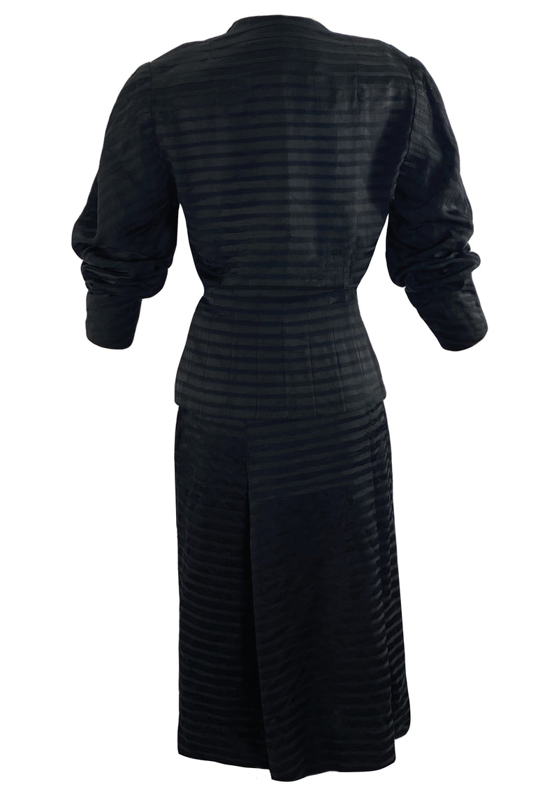 Vintage Late 1940s Designer Black Striped Cocktail Suit - NEW!