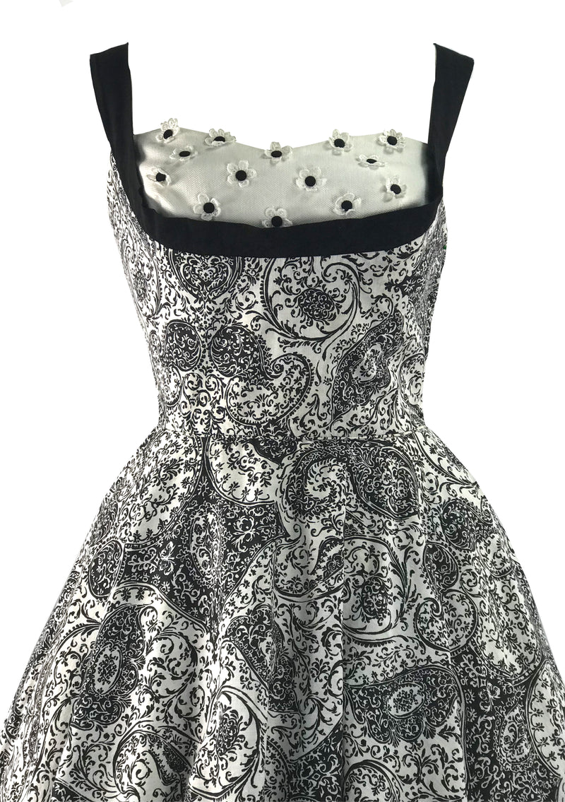 Vintage 1950s B&W Paisley Cotton Sundress - New! ()N HOLD)