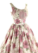 Gorgeous Late 1950s - Early 1960s Pink Roses Dress- New!
