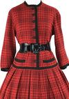 Vintage 1950s Red & Black Plaid Wool Dress- New!
