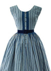 Vintage 1950s Blue and White Stripes Horrockses Dress- New!