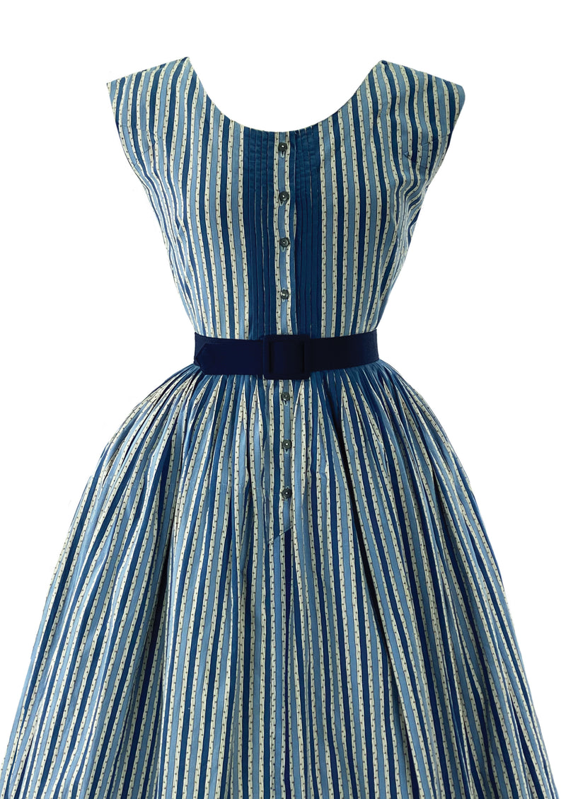 Vintage 1950s Blue and White Stripes Horrockses Dress- New!