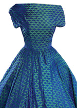 Vintage 1950s Blue Green Designer Dress - New!