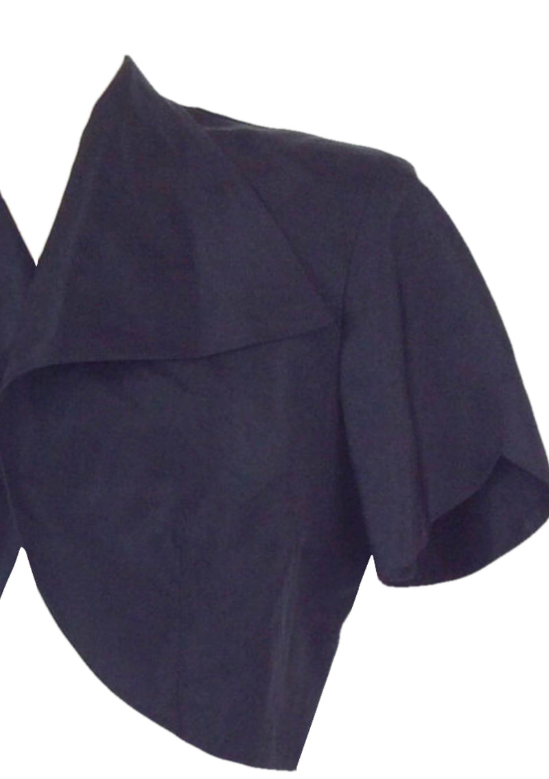 Vintage 1950s Black Nylon Taffeta Bolero