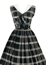 Late 1950s Early 1960s Black & White Plaid Dress- New!