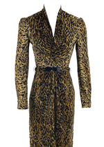 Fabulous 1970s Wild Cat Jersey Print Dress- New!