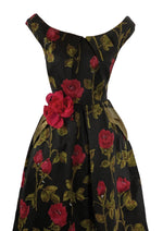 Vintage 1950s Designer Raoul Couture Red Roses Dress- New!