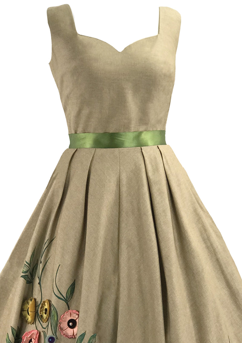 Vintage 1950s Marjorie Montgomery Applique Dress- New!