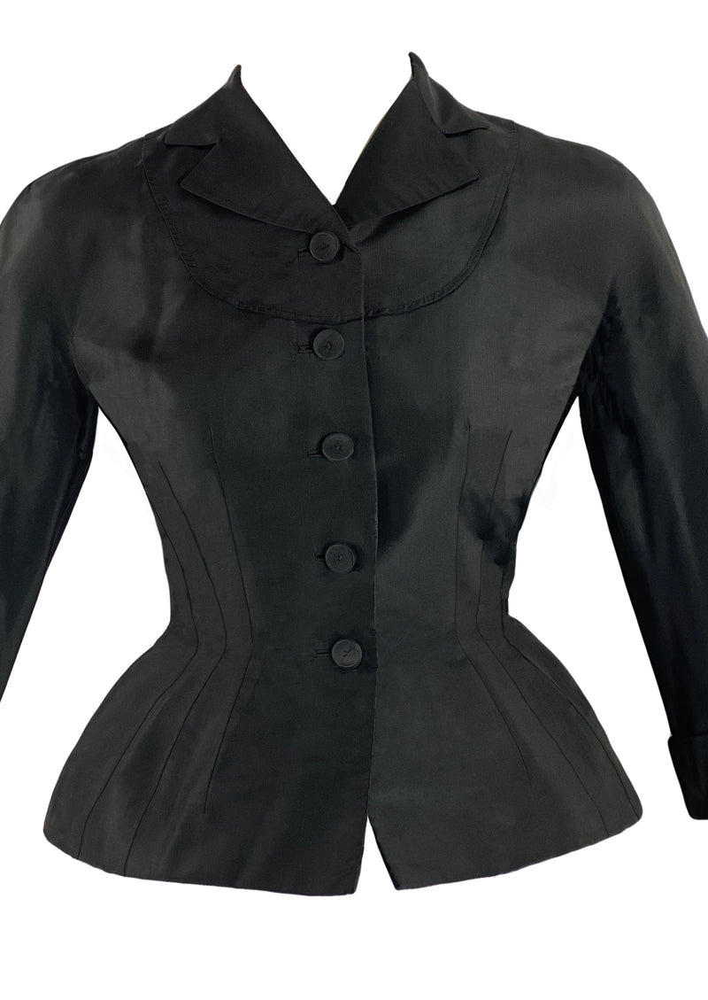 Vintage 1950s Black Silk Designer Jacket- New!