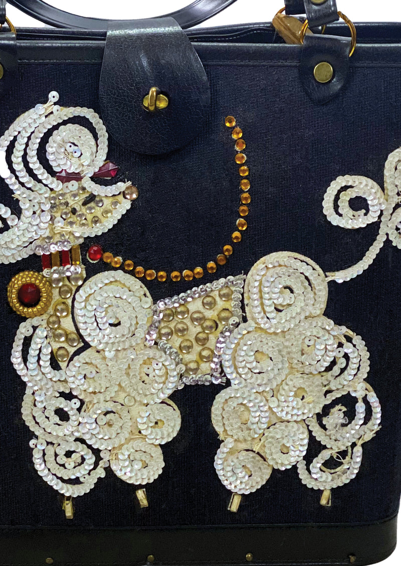Early 1960s Poodle Bucket Bag with Sequins - New! (RESERVED FOR Jacquie)