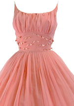 Vintage 1950-1960s Coral Chiffon Dress Ensemble  - New!