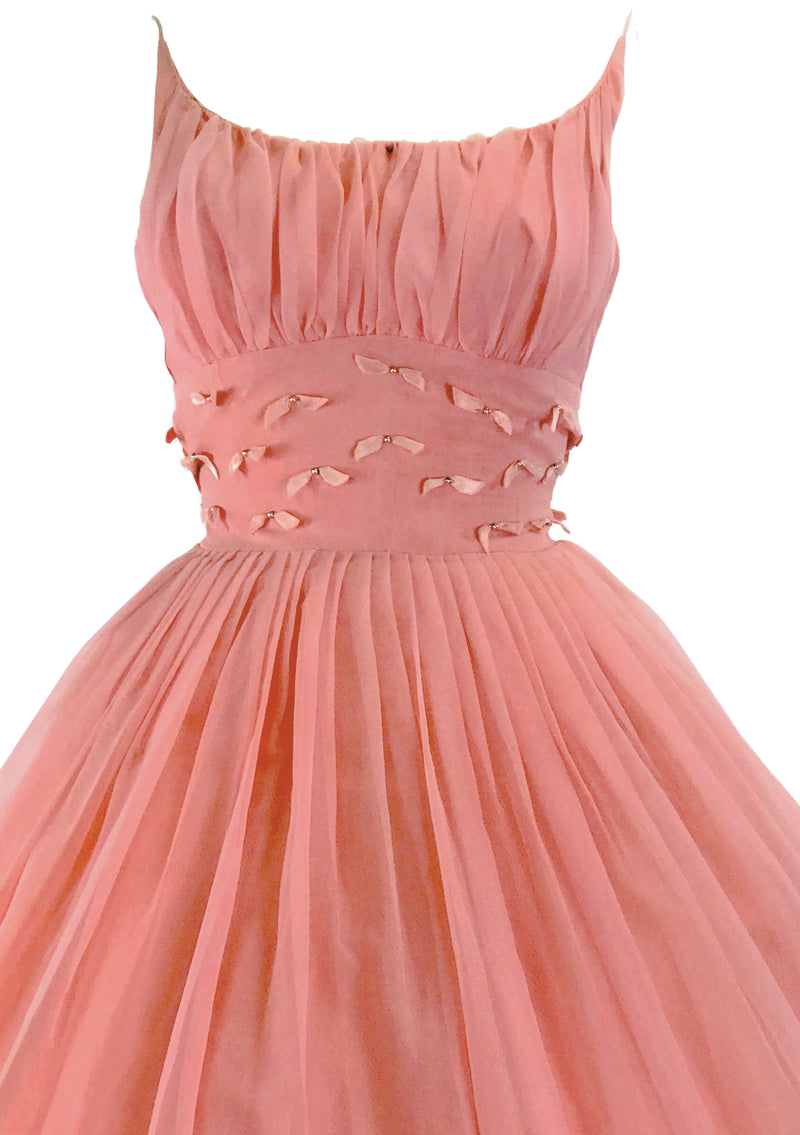 Vintage 1950-1960s Coral Chiffon Dress Ensemble  - New!
