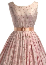 Late 1950s Pink & White Checks and Rosebuds Cotton Dress- New!