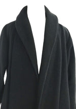 Vintage 1950s Black Wool Designer Coat with Velvet Stripes - New!