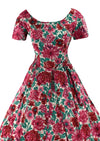 Late 1950s to Early 1960s Pink & Magenta Floral Dress- New!
