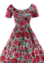 Late 1950s to Early 1960s Pink & Magenta Floral Dress- New!