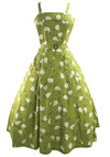 Vintage 1950s Green Leaf Cotton Dress Ensemble- New!