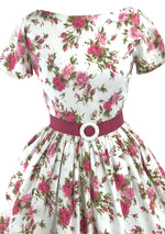 1950s Pink Roses and Rosebuds Cotton Dress  - New! (LAYAWAY)