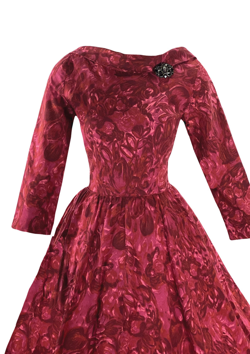 Late 1950s to Early 1960s Pink Floral Gilden Designer Dress- New!
