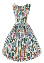 Pretty Late 1950s Novelty Lamp Post Print Dress - NEW!