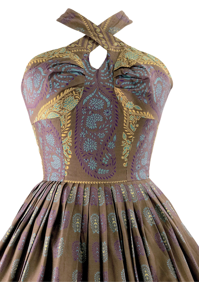 1950s Batik Border Print Halter Sundress - New! (LAYAWAY)