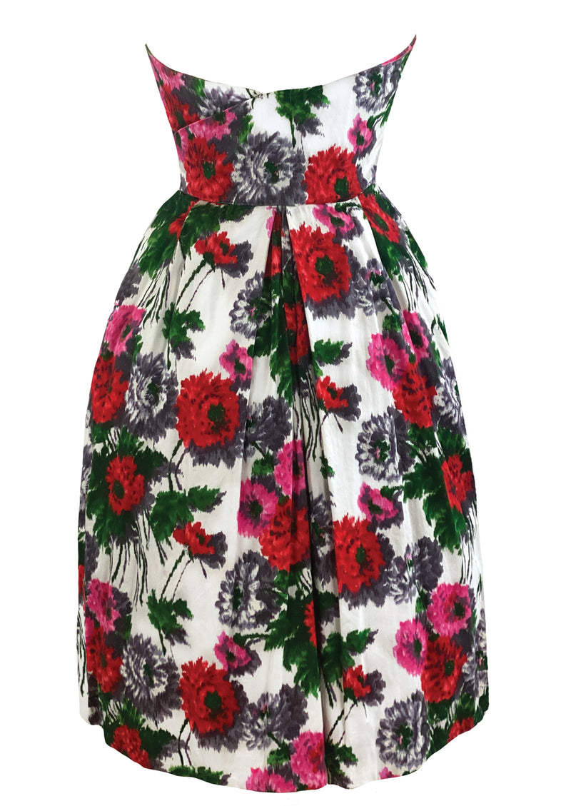 Later 1950s to Early 1960s Zinnia Floral Cotton Dress - NEW!