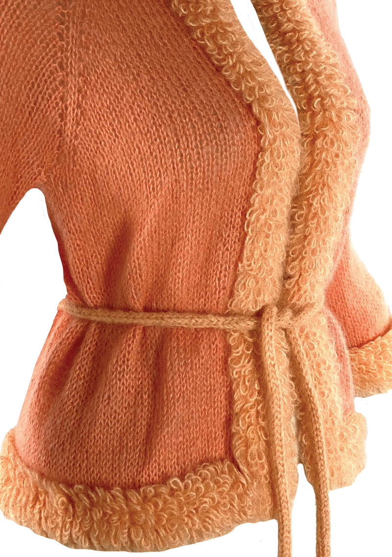 Vintage 1960s Tangerine Mohair Cardigan - New!
